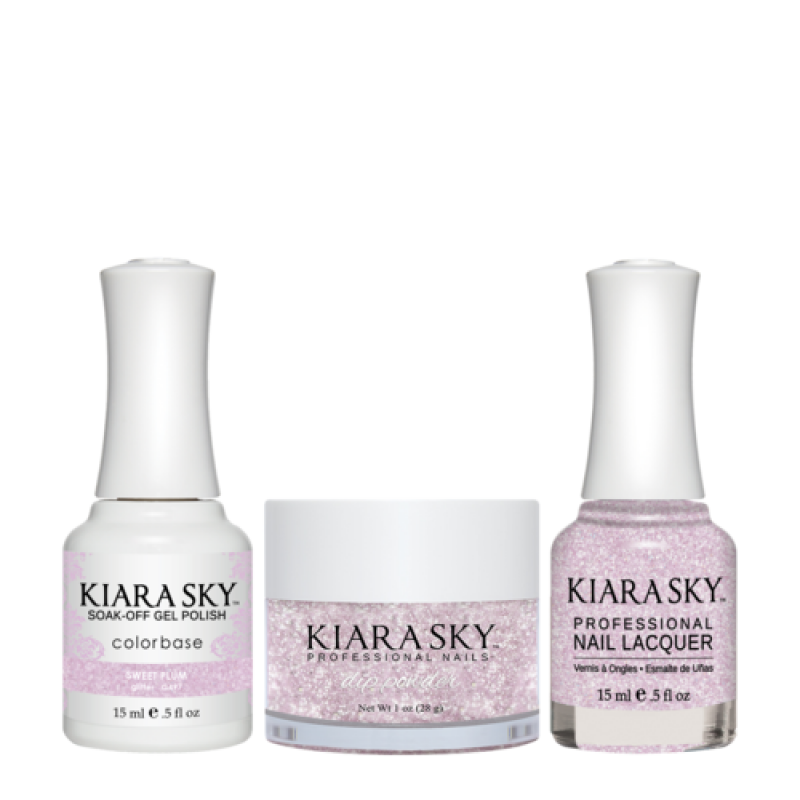 KIARA SKY 3in1 (Dipping Powder + Gel Polish + Nail Lacquer) - DGL 497, Sweet Plum